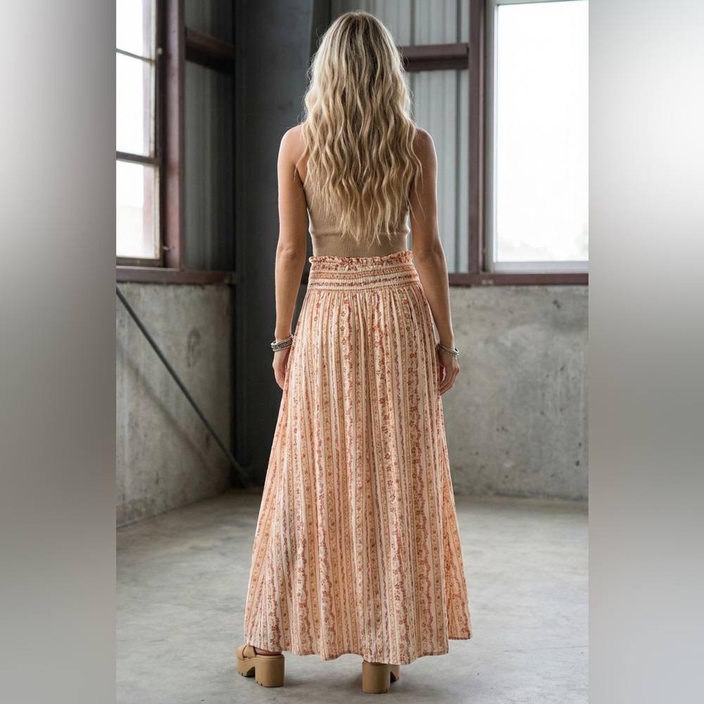 NWT Promesa Boho Floral Print Button Slit Maxi Skirt - Picture 4 of 7